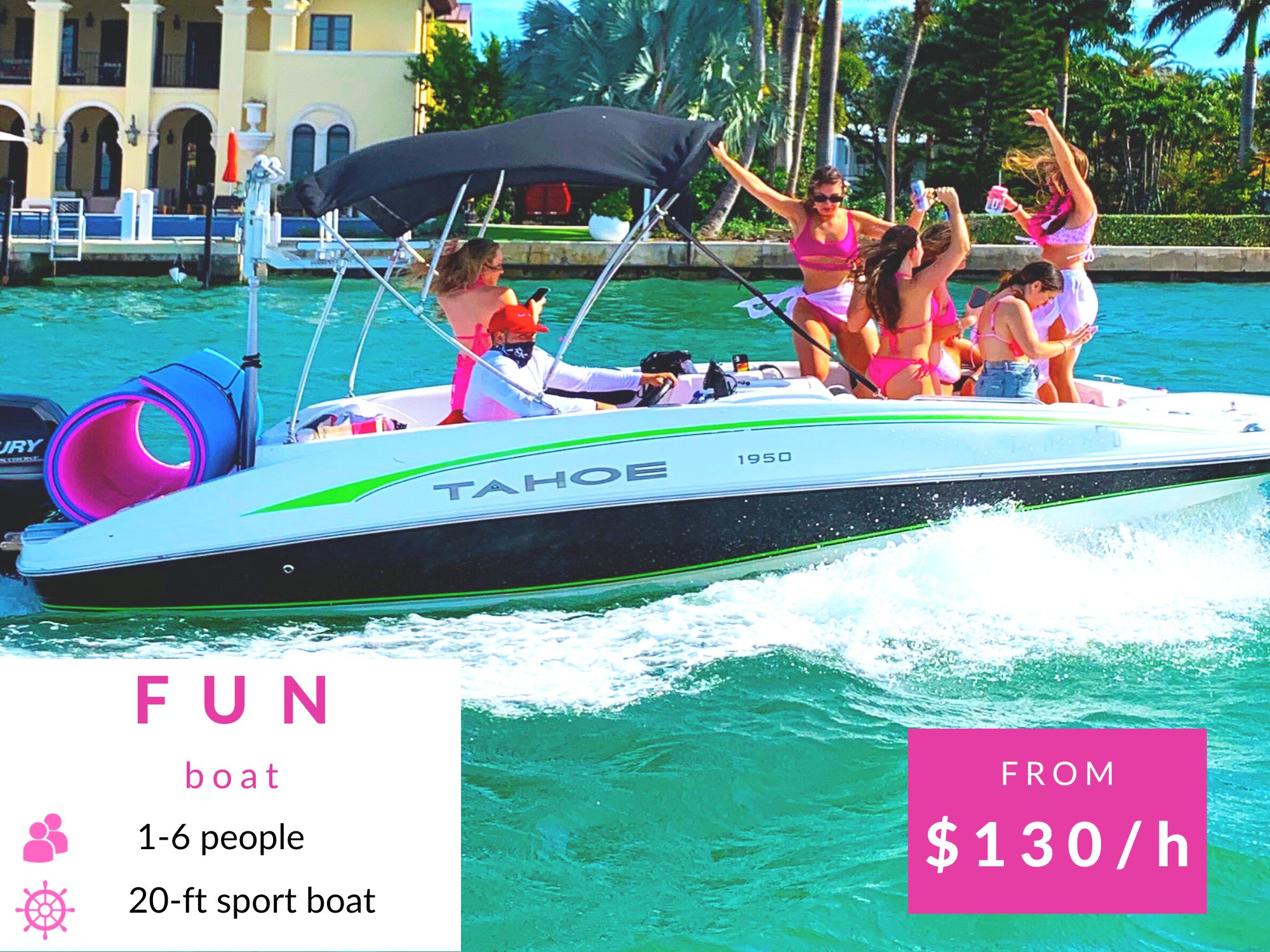 Half Day, Or Per Hour Boat Rental In Miami Beach. Cheap Prices And Last Minute Discount.