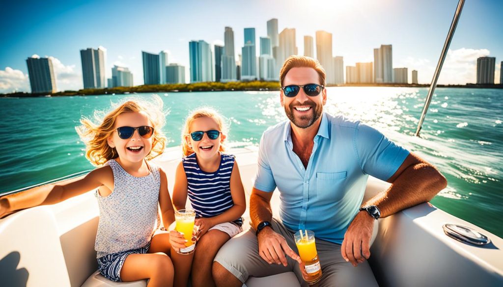 Family Enjoying Boat Rental In Miami