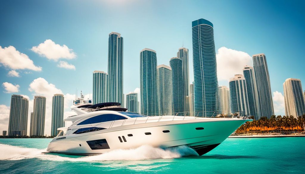 Luxurious Yacht Sailing Near Miami Beach